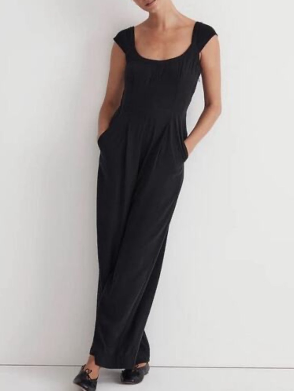 Madewell Cap Sleeve Jumpsuit in Black Size 12